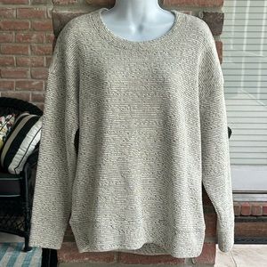 LOU & GREY NWT Tweedy Sweatshirt Sweater Black White Soft Knit Medium